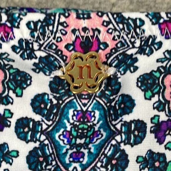 New Nanette Lepore Paros Bikini Bottom Side Ties Damask Print Blue Purple Sz L - Picture 7 of 10